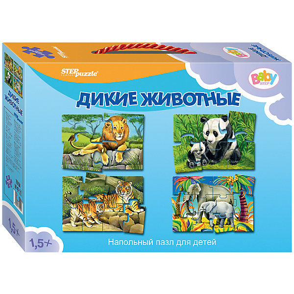

Напольный пазл 4 в 1 Step Puzzle "Дикие животные", 4/6/8/12 элементов