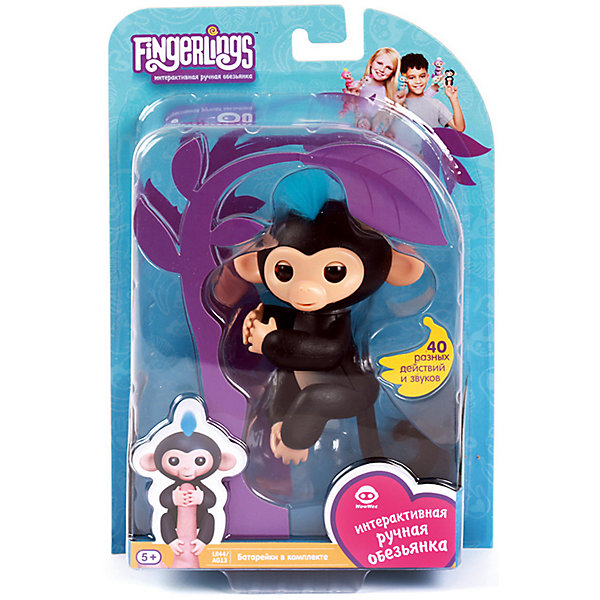 

Интерактивная обезьянка Fingerlings Финн, 12 см (черная) WowWee, Черный