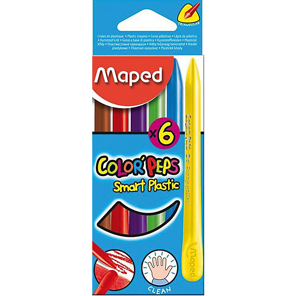 

Пластиковые мелки COLOR'PEPS, 6 цветов, Maped