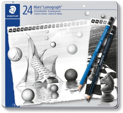 Карандаши чернографитовые Mars Lumograph, 24 штуки, (9B-HB, F, H-9H)/(8B, 6B, 4B, 2B), Staedtler, артикул:7379399 - Рисование и раскрашивание Карандаши чернографитовые Mars Lumograph, 24 штуки, (9B-HB, F, H-9H)/(8B, 6B, 4B, 2B), Staedtler, артикул:7379399 - Рисование и раскрашивание