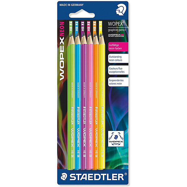

Карандаши чернографитовые WOPEX NEON, HB, 12 штук, Staedtler