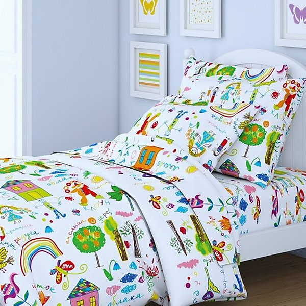 

Детское постельное белье 3 предмета Letto, простыня на резинке, BGR-49, Белый