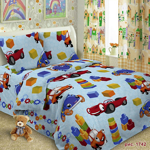 

Детское постельное белье 1,5 сп Letto Игрушки, Голубой