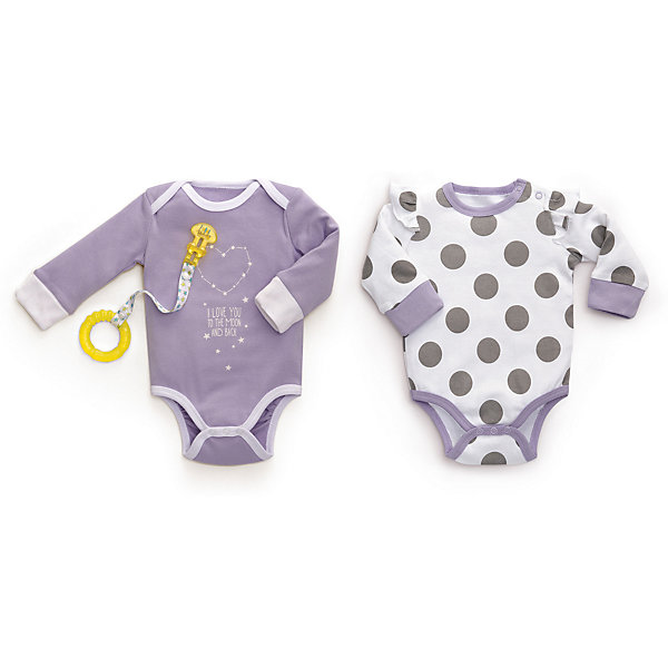 

Боди с длинным рукавом: 2 шт. Happy Baby для девочки, Белый
