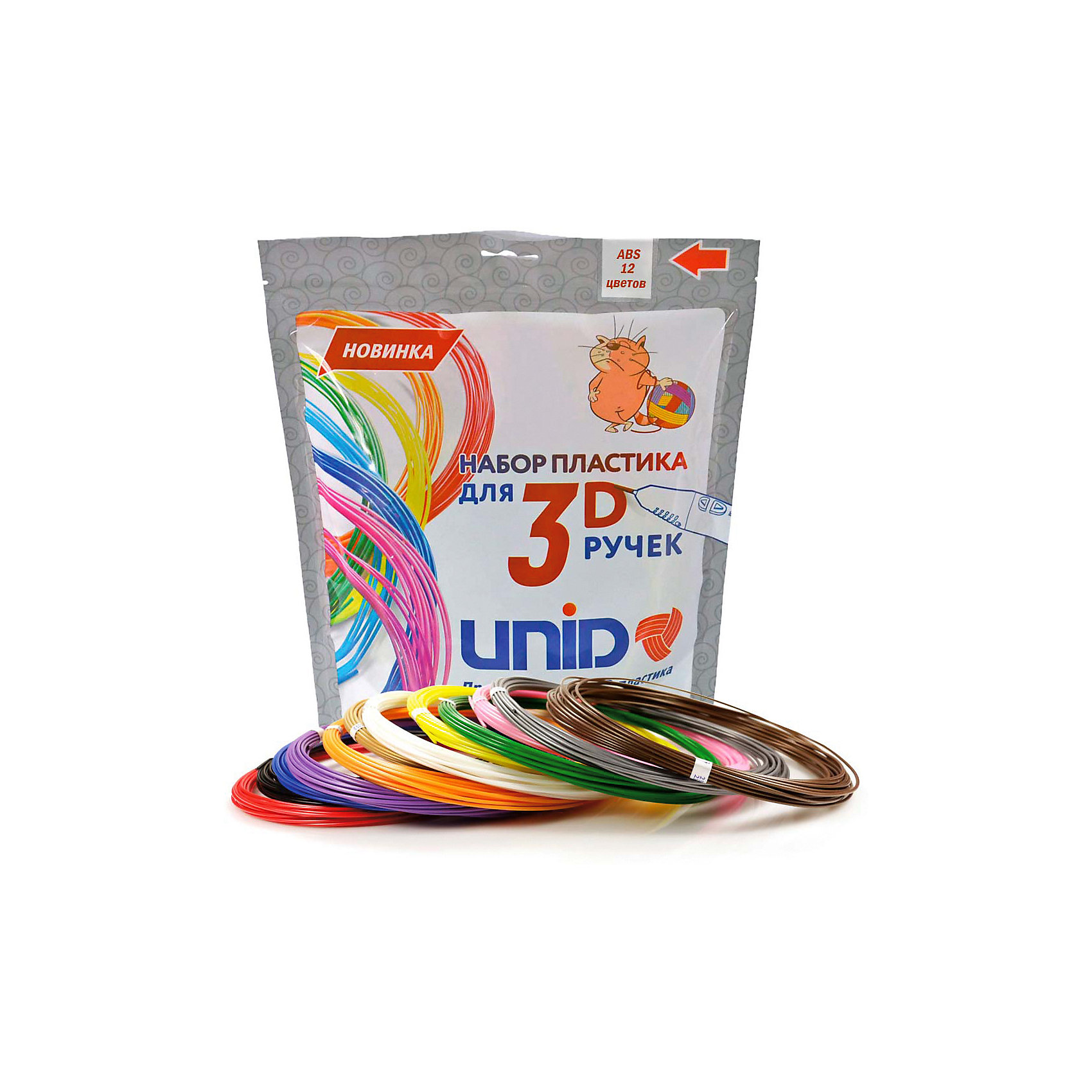 фото Набор пластика для 3D ручек Unid "ABS-12" 10 цветов, 10 м каждый