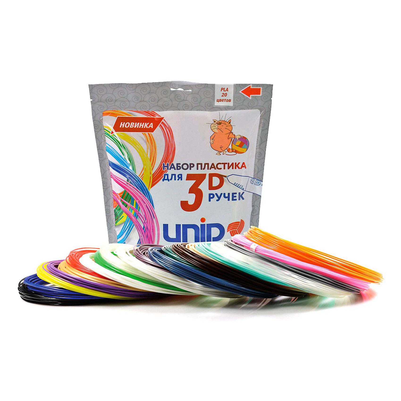 фото Набор пластика для 3D ручек Unid "PLA-20" 20 цветов, 10 м каждый