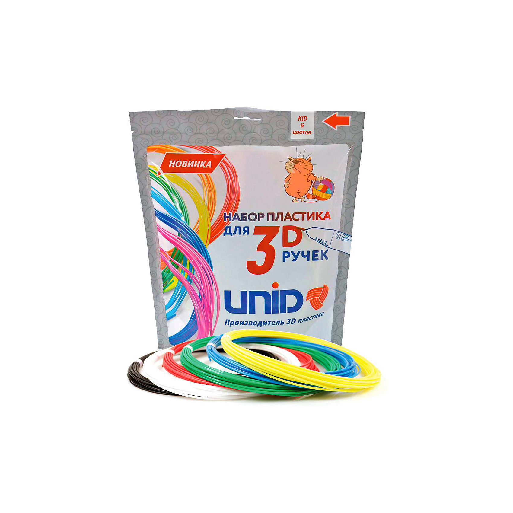 фото Набор пластика для 3D ручек Unid "KID-6" 6 цветов, 10 м каждый