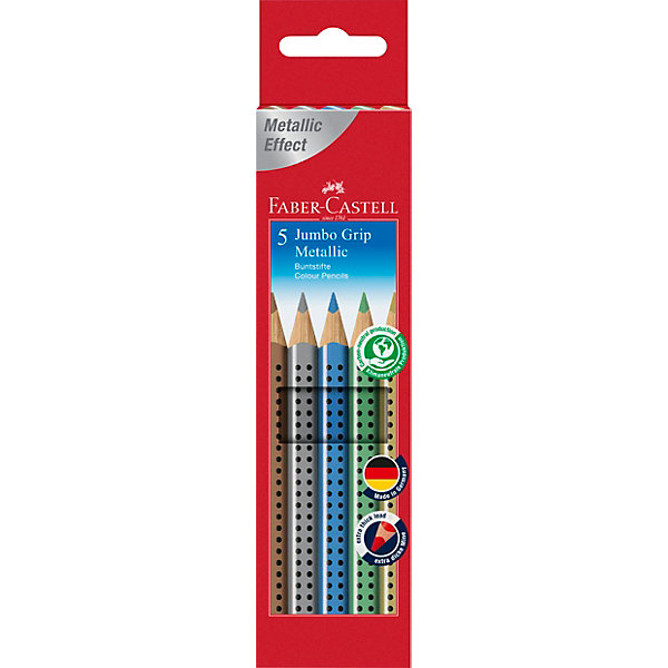 Цветные карандаши Jumbo Grip Metallic, 5 цветов Faber Castell 7683969