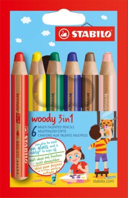 Набор цветных карандашей Stabilo woody 6цв, картон, артикул:7754180 - Рисование и раскрашивание Набор цветных карандашей Stabilo woody 6цв, картон, артикул:7754180 - Рисование и раскрашивание