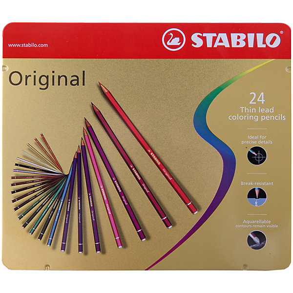 фото Набор цветных карандашей Stabilo original 24 цв, металл