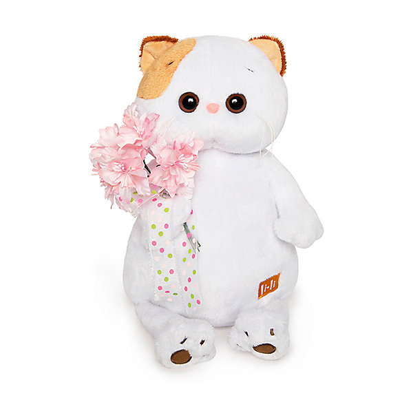 

Мягкая игрушка Budi Basa Кошечка Ли-Ли с букетом, 24 см, Белый