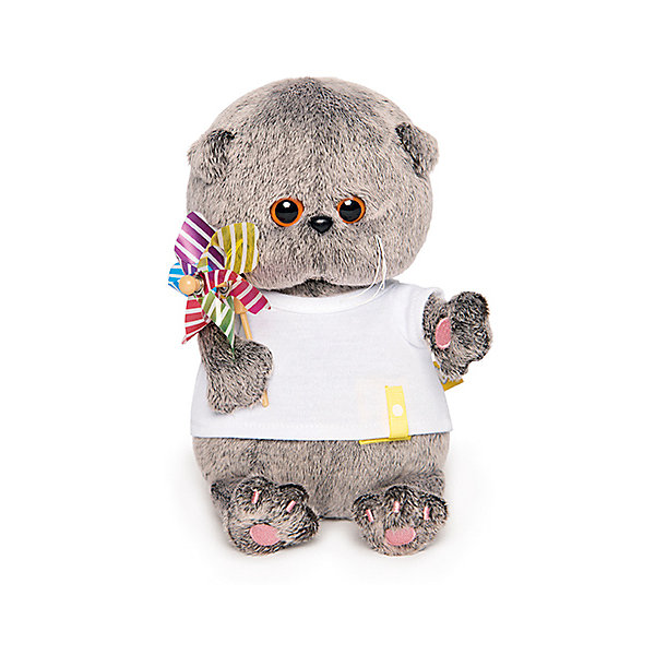

Мягкая игрушка Budi Basa Кот Басик Baby в футболке с вертушкой, 20 см, Коричневый