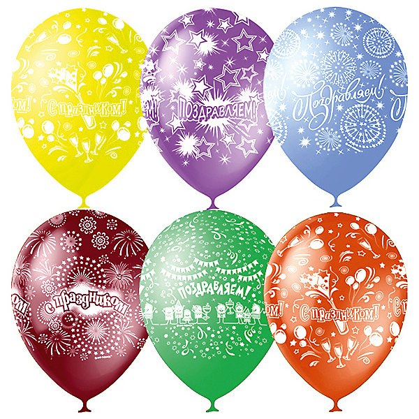 фото Воздушные шары Latex Occidental "Праздничная тематика" 25 шт., металлик (шёлк)