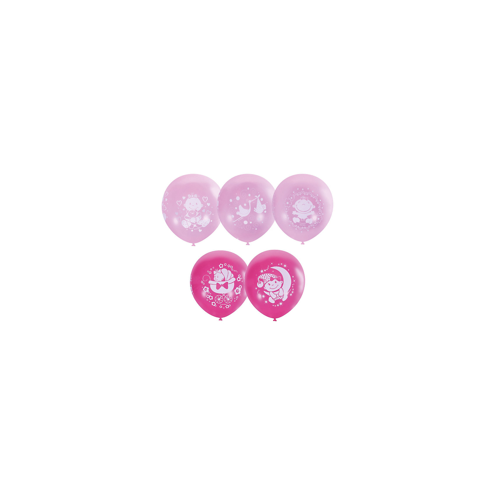фото Воздушные шары "С Днем Рождения, малыш!" 25 шт розовые 12"/30 см Latex occidental