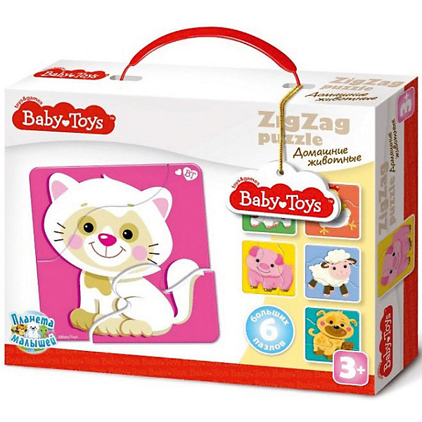 

Макси пазлы Baby Toys зигзаг "Домашние животные", 18 элементов
