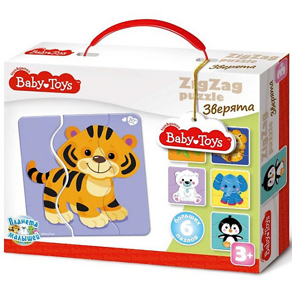 

Макси пазлы Baby Toys зигзаг "Зверята", 18 элементов