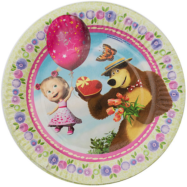 фото Набор Rosman из 6 тарелок "Ягодное лето. Маша и Медведь", диаметр 18 см Росмэн
