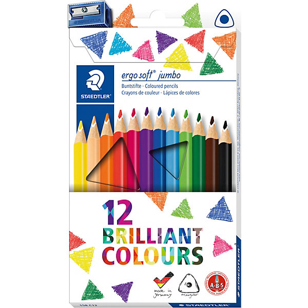 

Набор цветных карандашей Staedtler «Ergosoft Jumbo», 12 цветов + точилка