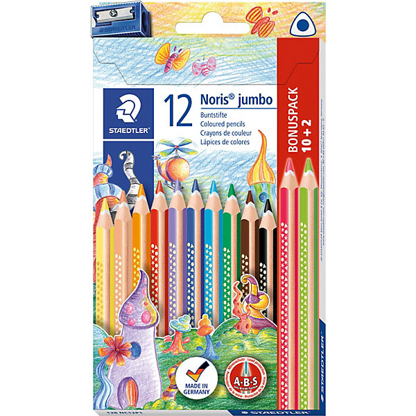 

Набор цветных карандашей Staedtler «Noris Club Jumbo», 12 цветов + точилка