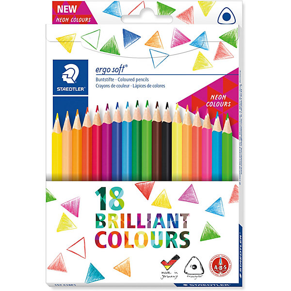 

Карандаши цветные Staedtler Ergosoft, 18 цветов, 6 цветов неон