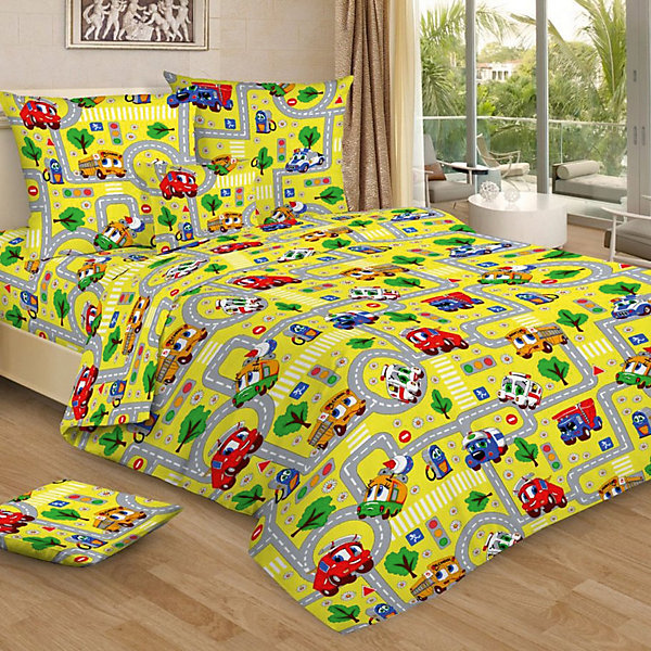 

Детское постельное белье 1,5 сп. Letto, Город, желтый