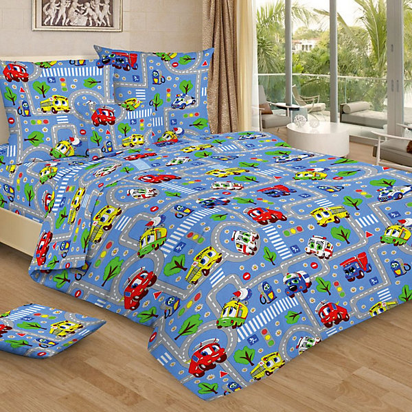 

Детское постельное белье 1,5 сп. Letto, Город, голубой, Синий