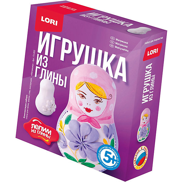 

Набор для творчества LORI "Лепим игрушку из глины" Матрешка, Разноцветный