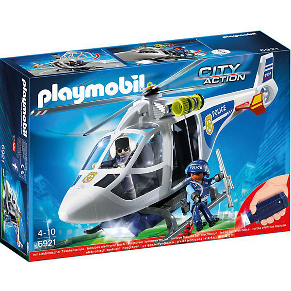 

Конструктор Playmobil "Полиция" Полицейский вертолет с LED прожектором