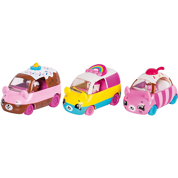 

Игровой набор Moose "Cutie Car" Три машинки с мини-фигурками Shopkins, Bumper Bakery, Розовый