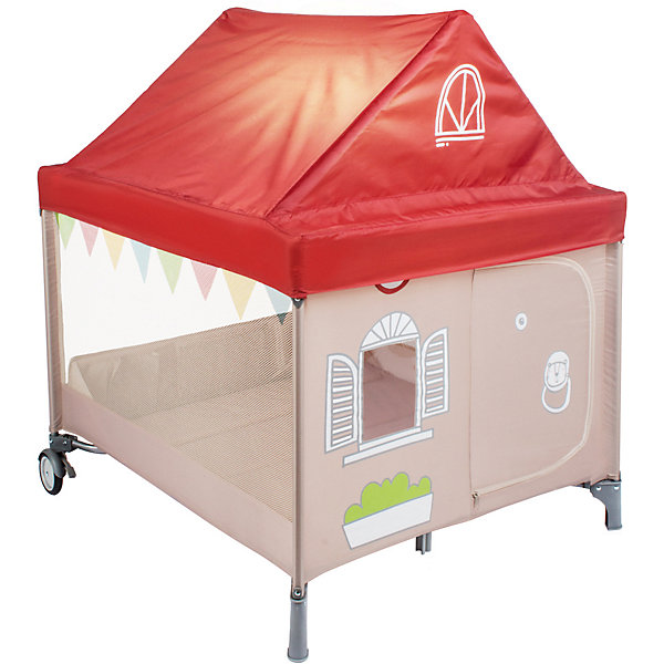 

Манеж Happy Baby "Alex Home", бежево-красный, Бежевый/красный