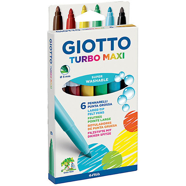 

Фломастеры GIOTTO утолщенные, 6 цветов, Разноцветный