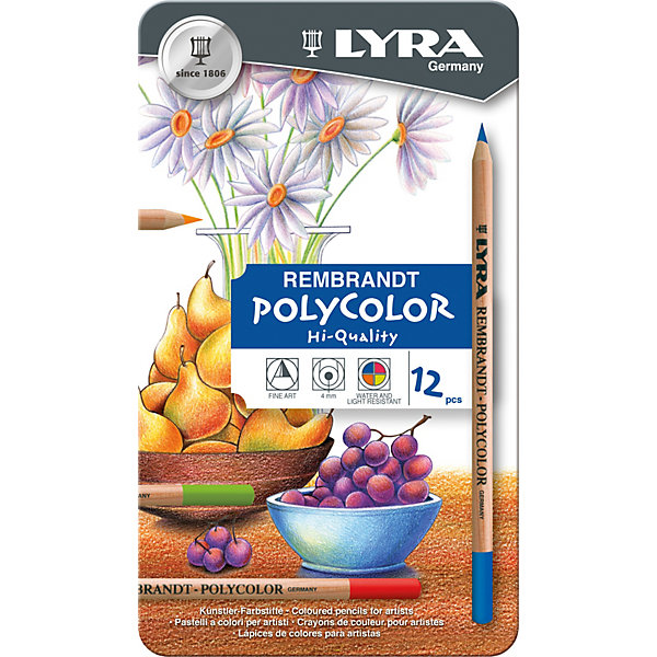 

Профессиональные художественные карандаши POLYCOLOR, 12 цветов, Разноцветный