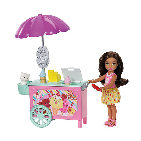 

Игровой набор с мини-куклой Barbie Челси с тележкой мороженого