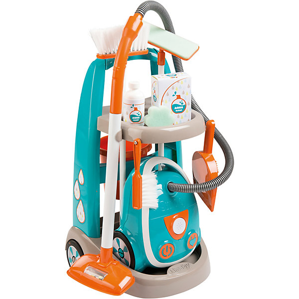 

Тележка для уборки с пылесосом Smoby, Синий/оранжевый, Тележка для уборки с пылесосом Smoby