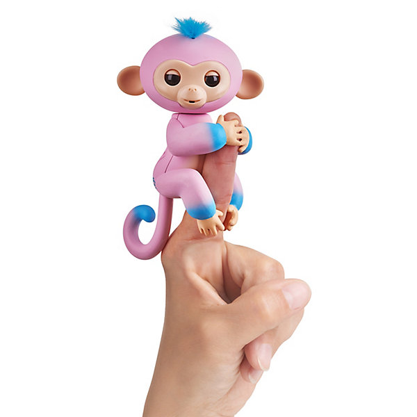 

Интерактивная обезьянка Fingerlings Канди, 12 с, (розовая с голубым) WowWee