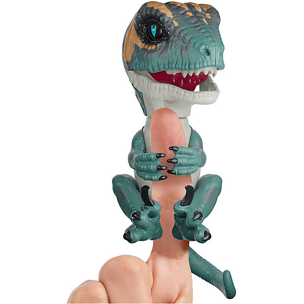 WowWee Интерактивный динозавр Fingerlings, 12 см (темно-зеленый с бежевым) WowWee