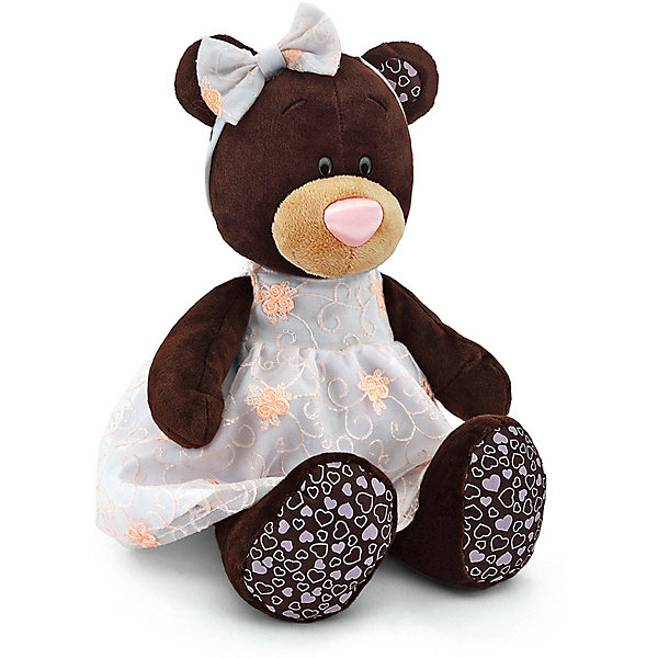 

Мягкая игрушка Orange Choco & Milk Медведь Milk в платье с вышивкой, 30 см, Коричневый