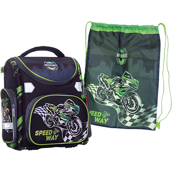 

Ранец Berlingo «Ultra Compact» Speedway, с наполнением, Черный