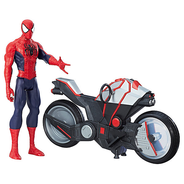 Hasbro Фигурка Marvel Avengers Человек-паук с мотоциклом, 30 см