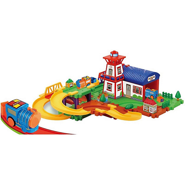 

Железная дорога Devik Toys с поездом и вертолётом (свет, звук), Разноцветный