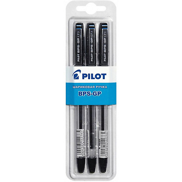 

Шариковые ручки Pilot 0,7 мм 3 шт, чёрные, Черный
