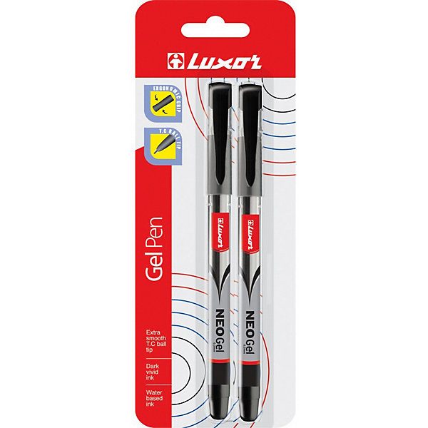 Гелевые ручки "Neo Gel Pen" 2 шт, чёрные Luxor 8334240