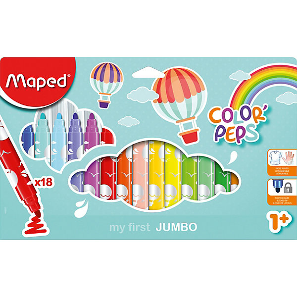 

Фломастеры макси Maped «Color' peps jumbo», 18 цветов, Разноцветный, Фломастеры макси Maped «Color' peps jumbo», 18 цветов