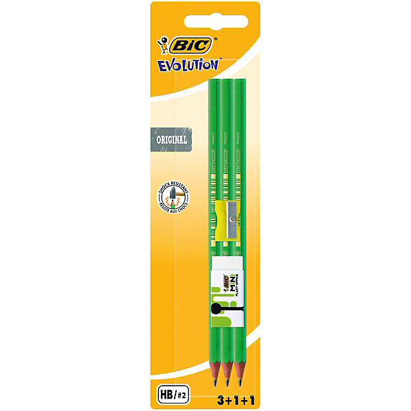 

Карандаши чернографитовые BIC «Evolution 650» с точилкой и ластиком, Зеленый