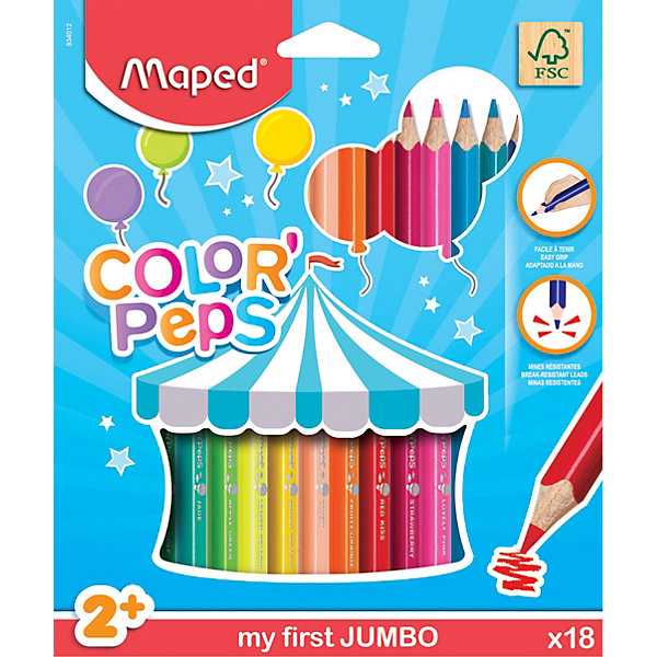 

Карандаши цветные Maped «Color pep's Jumdo», 18 цветов, Разноцветный