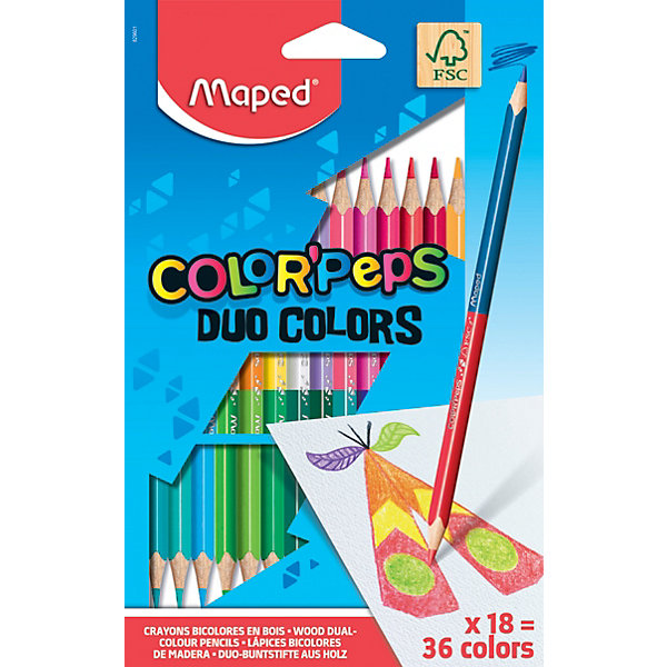 

Карандаши цветные Maped «Color' peps Duo», 36 цветов, 18 шт., Разноцветный