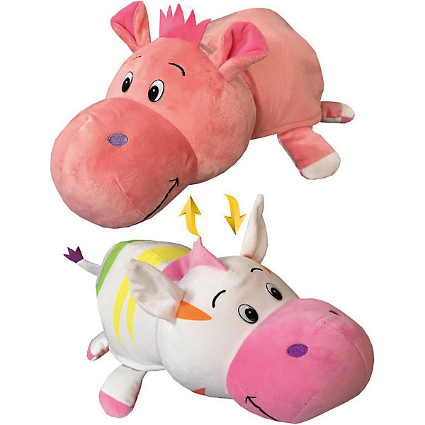 

Мягкая игрушка-вывернушка 1toy Радужная зебра - Розовый гиппопотам, 76 см, Разноцветный