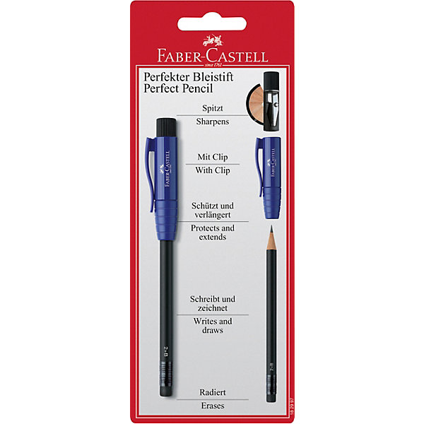 

Чернографитовый карандаш Faber-Castell «Perfekt Pencil», 1 шт + точилка, Черный
