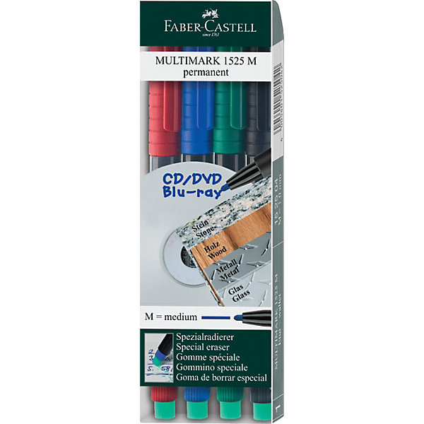 Faber-Castell Капиллярная перманентная ручка Faber-Castell «Multimark» для письма на CD, 4 шт