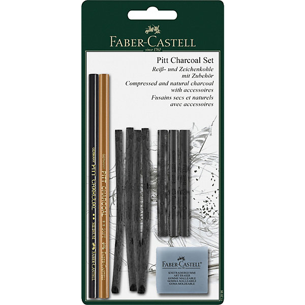 фото Набор угля и угольных карандашей Faber-Castell "Pitt Charcoal" 10 предметов, блистер
